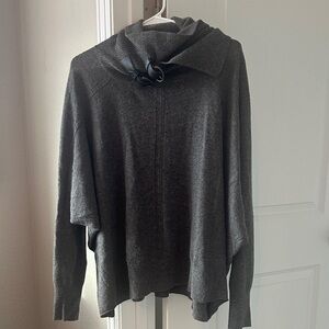 All Saints Gray Cowl Neck Sweater with Buckle Detail
